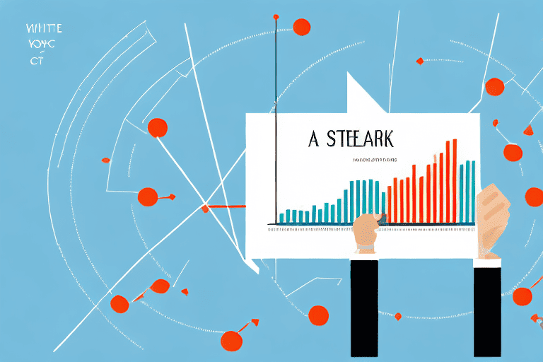 A stock market graph with arrows showing the buying and selling of stocks