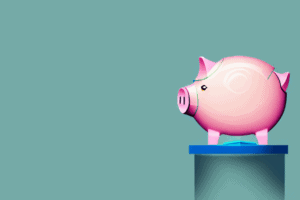 A piggy bank with a lid being closed