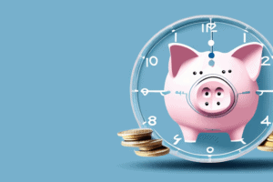 A piggy bank with a clock face on it